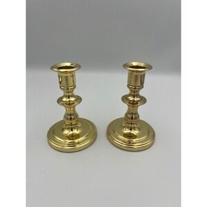 Baldwin Polished Brass Candlestick Holders Set of 2 Forged in America 5 in